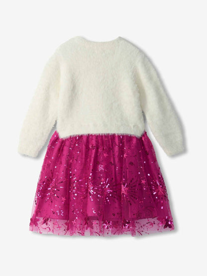 Dsiney Kidz - Hatley Natural Starburst Sequins Fuzzy Mixed Dress image 2