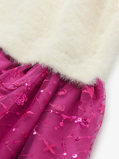 Dsiney Kidz - Hatley Natural Starburst Sequins Fuzzy Mixed Dress image 3