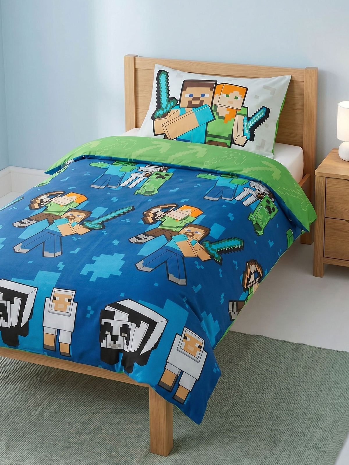 Dsiney Kidz - Vanilla Underground Green Minecraft Single Duvet Set image 1