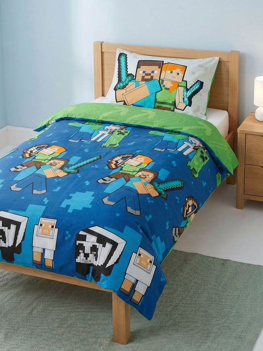 Dsiney Kidz - Vanilla Underground Green Minecraft Single Duvet Set image 1