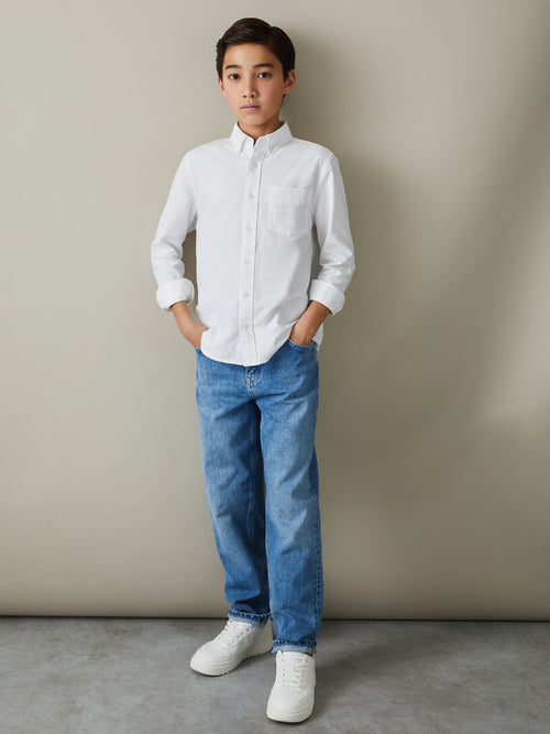 Reiss White Greenwich 3-9 yrs Button Down Oxford Shirt image 1