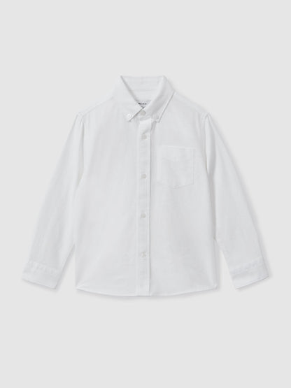 Reiss White Greenwich 3-9 yrs Button Down Oxford Shirt image 2