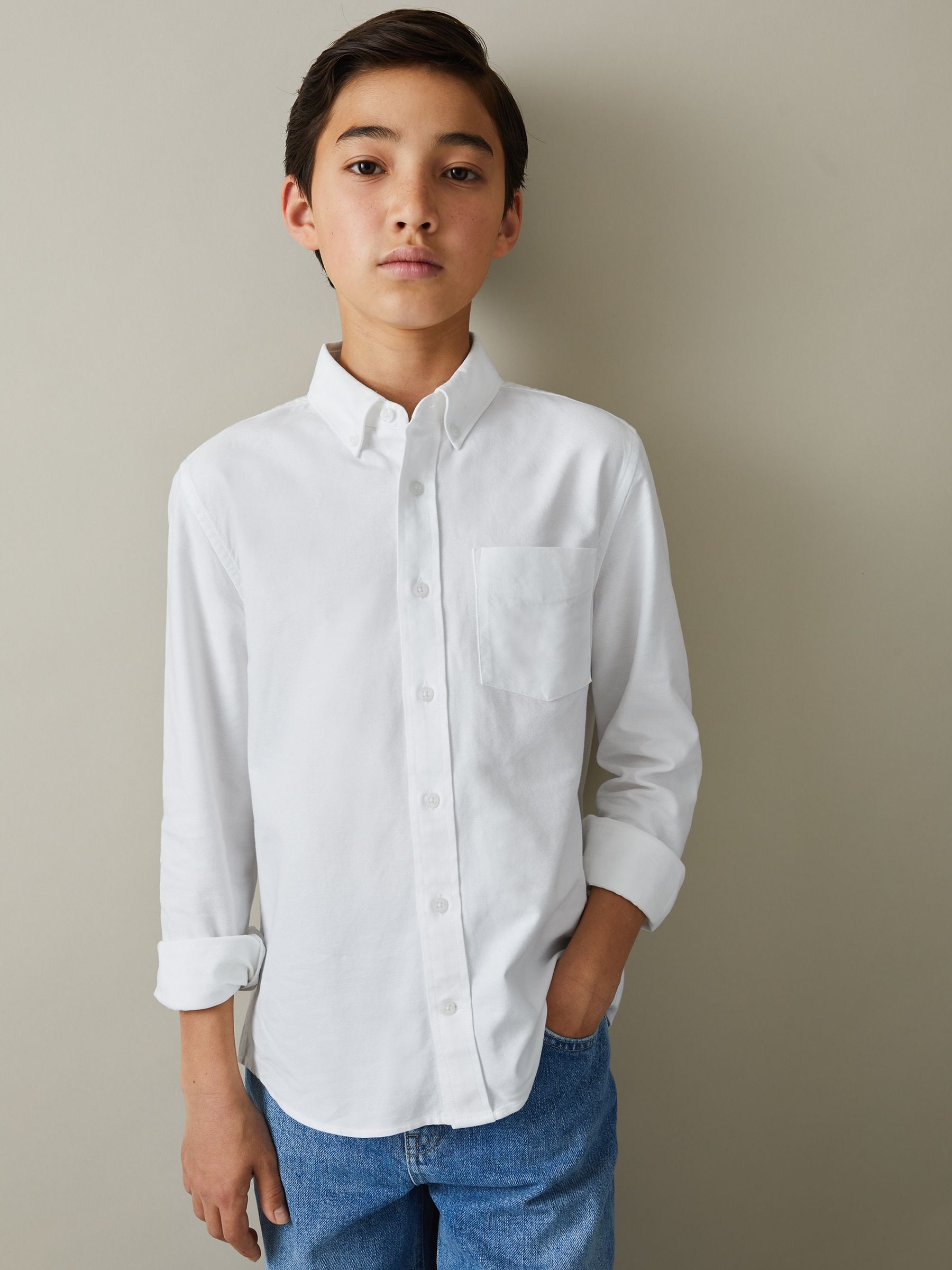 Reiss White Greenwich 3-9 yrs Button Down Oxford Shirt image 3