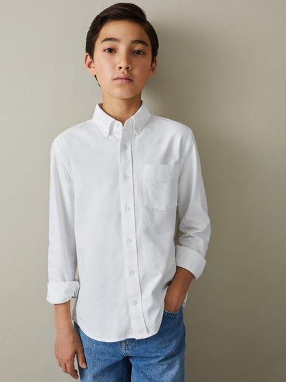 Reiss White Greenwich 3-9 yrs Button Down Oxford Shirt image 3