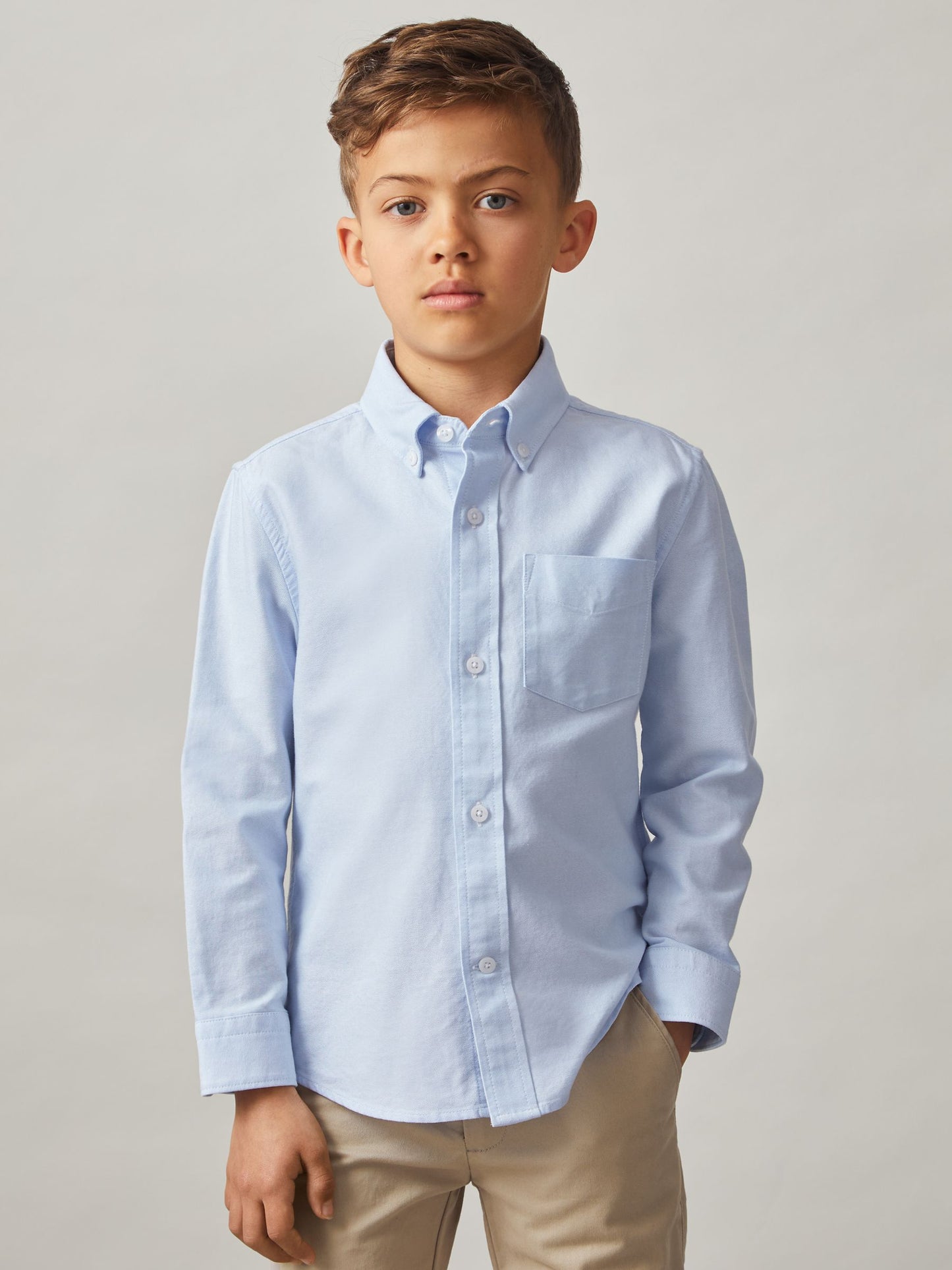 Reiss Soft Blue Greenwich 9-13 yrs Button Down Oxford Shirt image 3