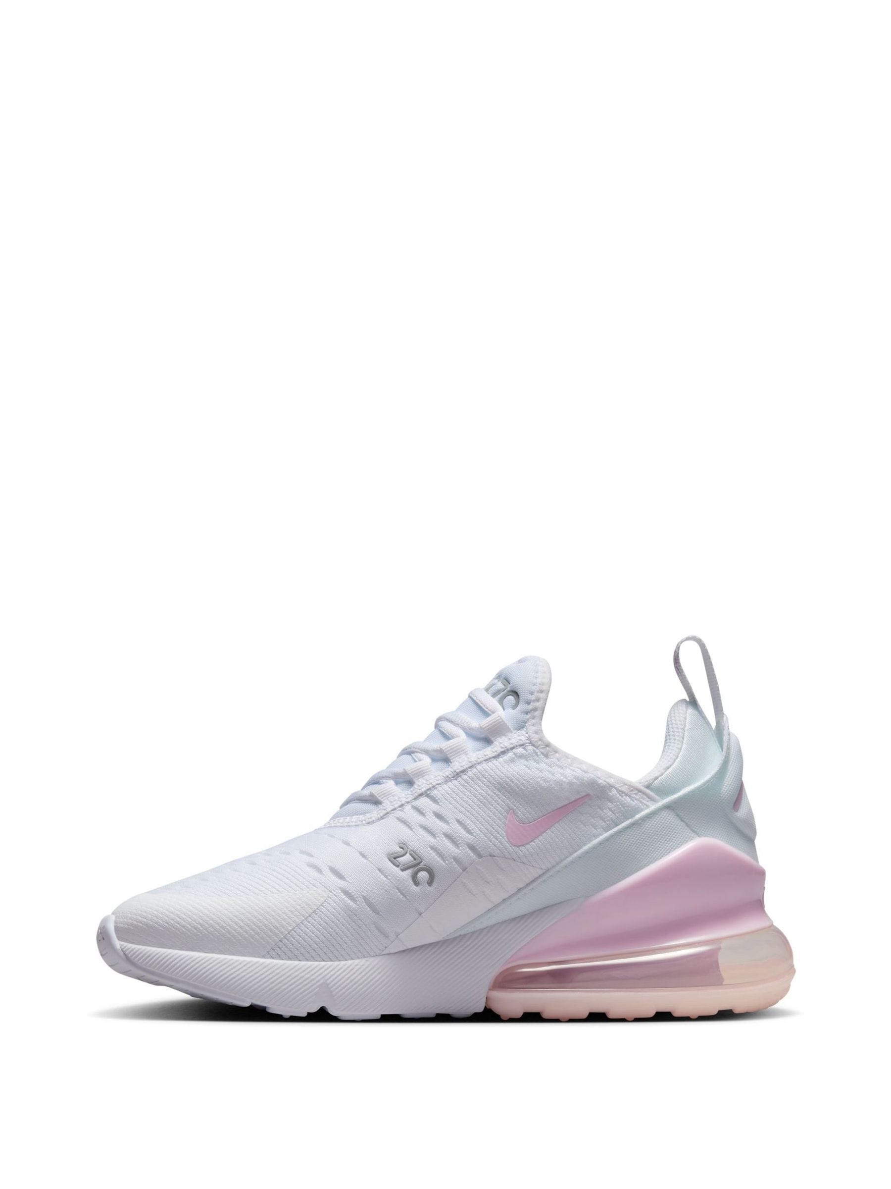 Nike White Pink Youth Air Max 270 Trainers image 2