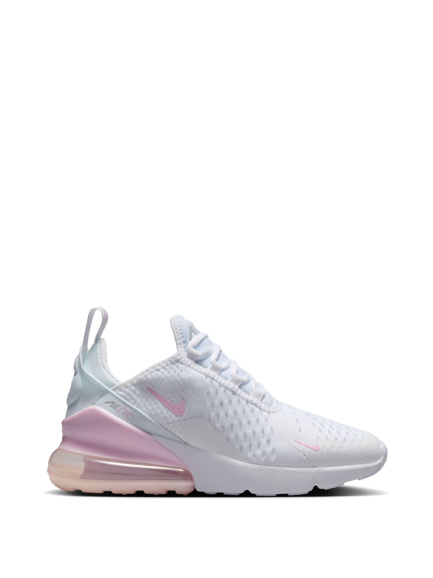Nike White Pink Youth Air Max 270 Trainers image 3