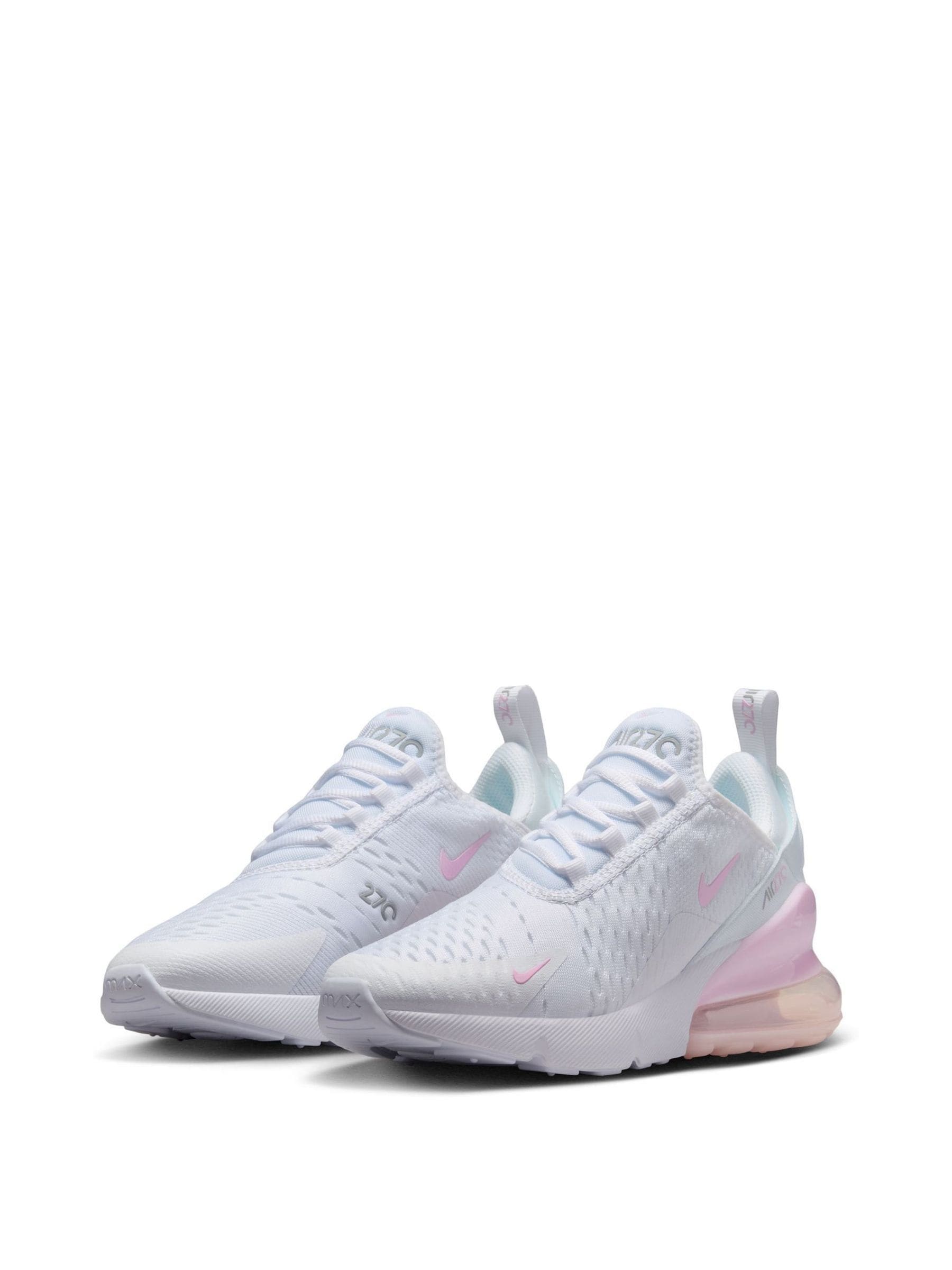Nike White Pink Youth Air Max 270 Trainers image 5