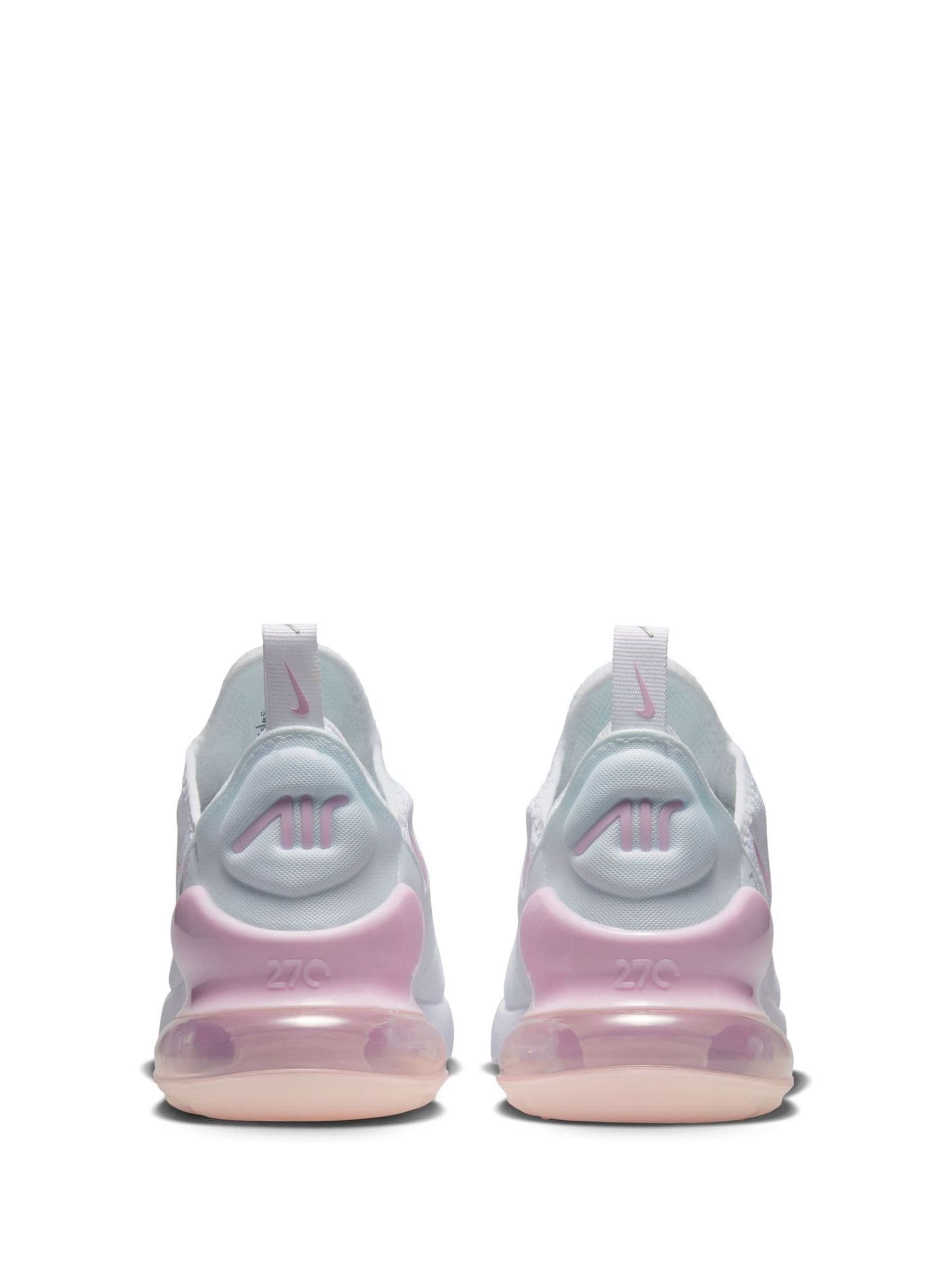 Nike White Pink Youth Air Max 270 Trainers image 6