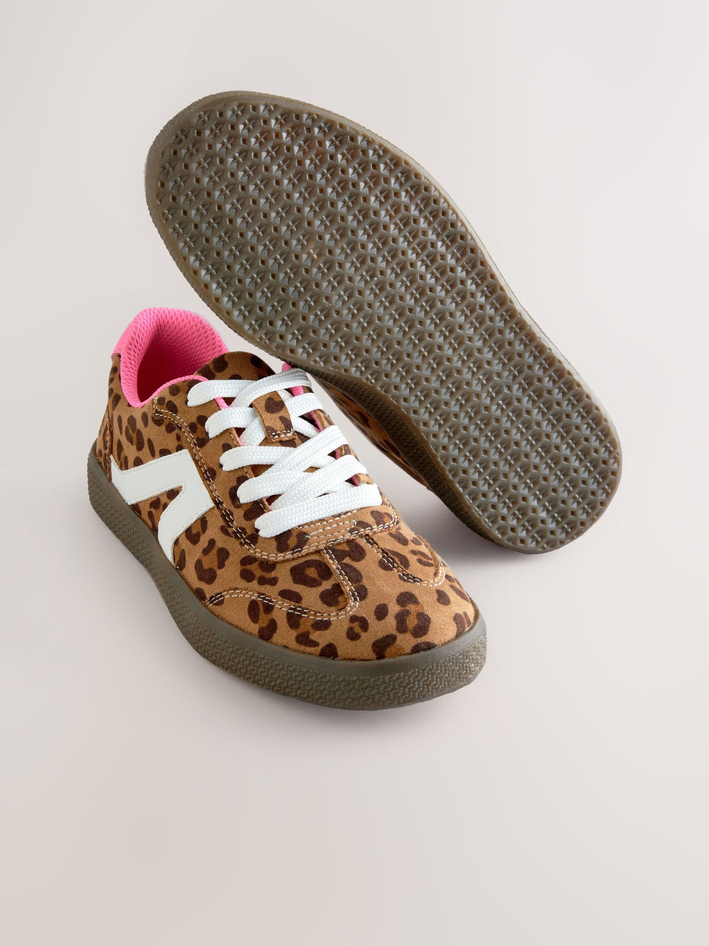 Leopard Print Standard Fit (F) Retro Trainers image 4