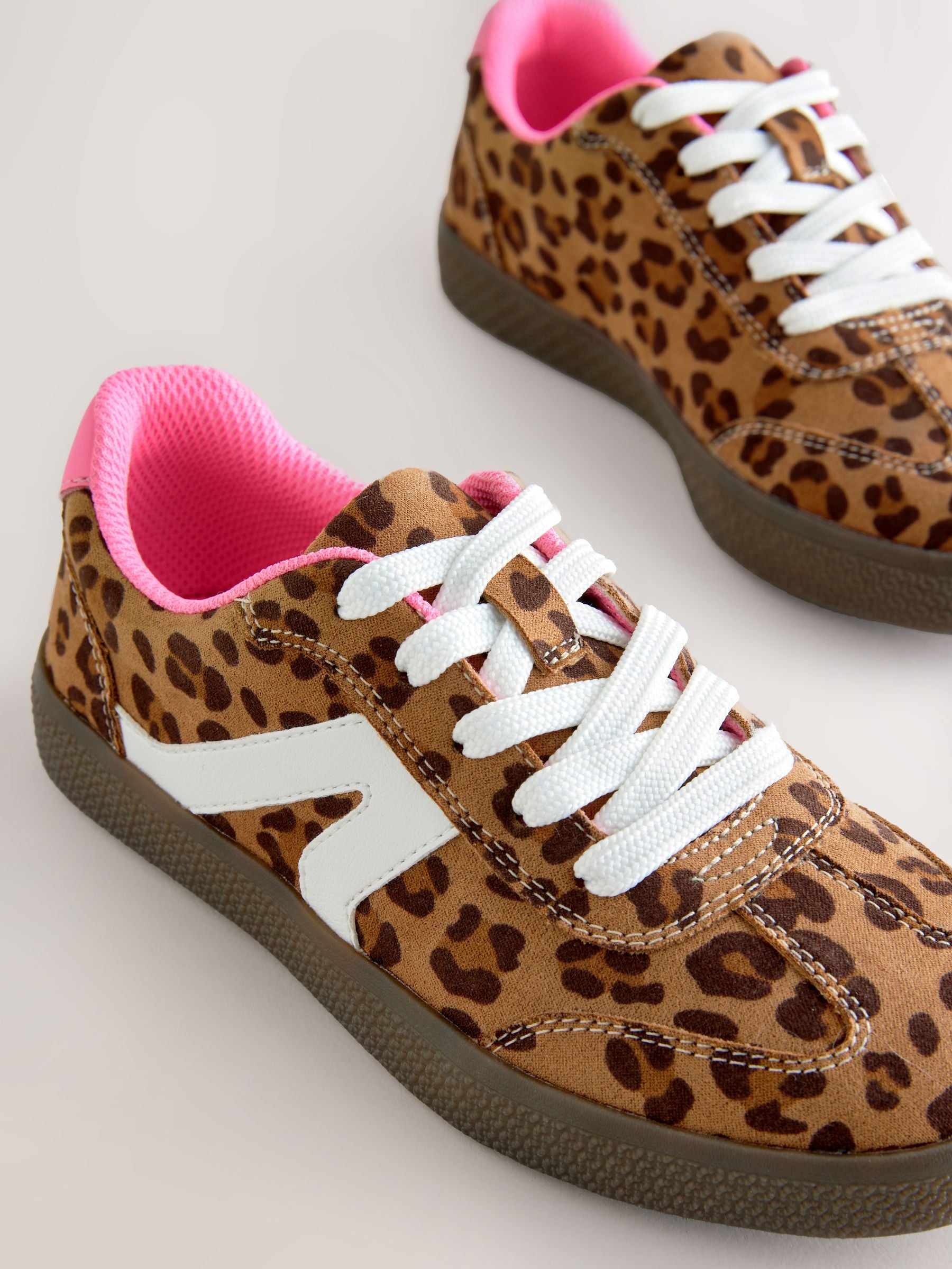 Leopard Print Standard Fit (F) Retro Trainers image 5