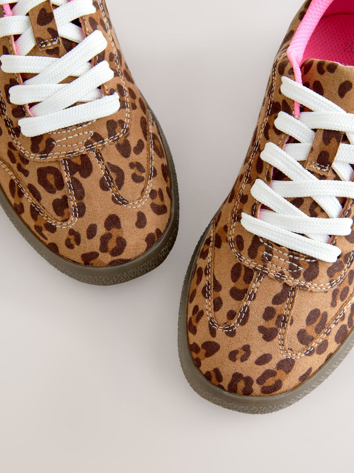 Leopard Print Standard Fit (F) Retro Trainers image 6