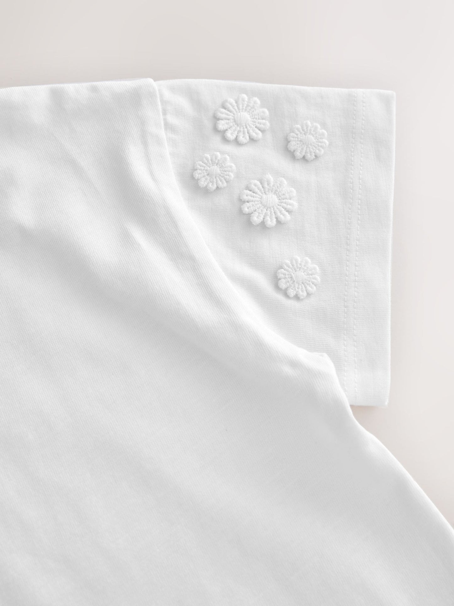 Cream 100% Cotton Daisy Short Sleeve T-Shirt (3mths-7yrs) image 7