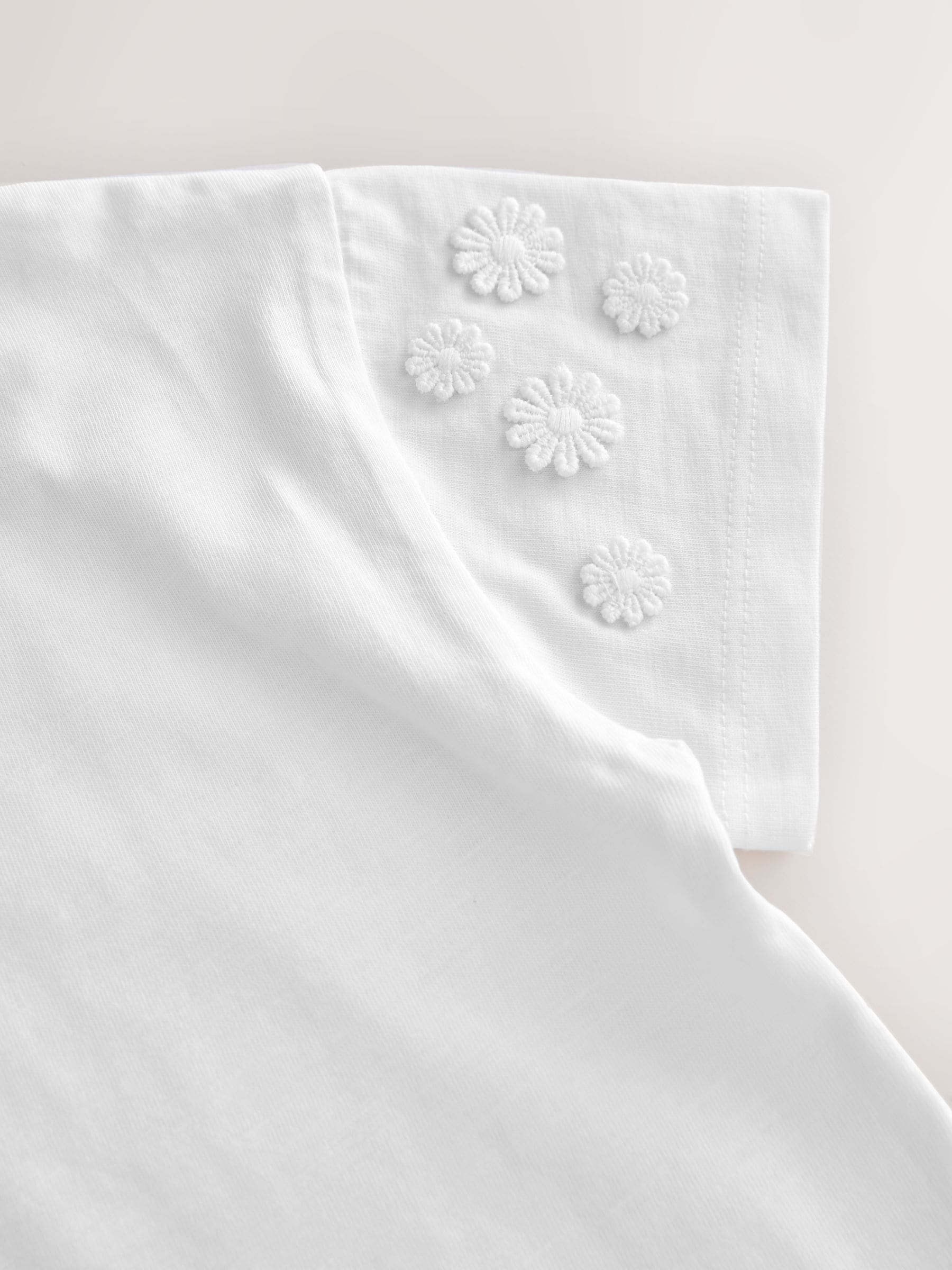 Cream 100% Cotton Daisy Short Sleeve T-Shirt (3mths-7yrs) image 7