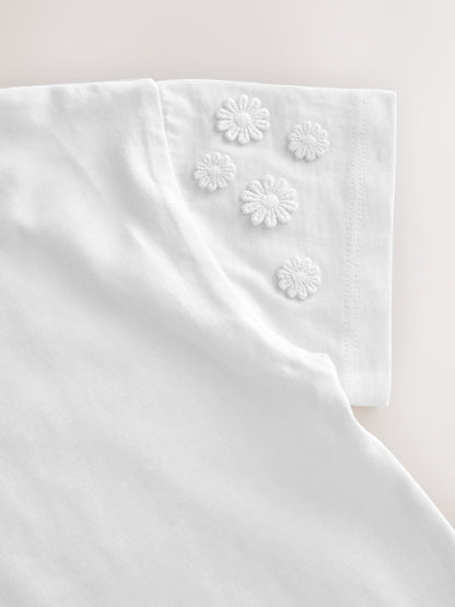Cream 100% Cotton Daisy Short Sleeve T-Shirt (3mths-7yrs) image 7