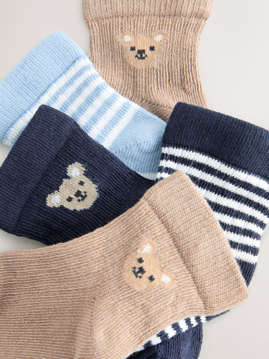 Blue Bear Baby Socks 5 Pack (0mths-2yrs) image 3