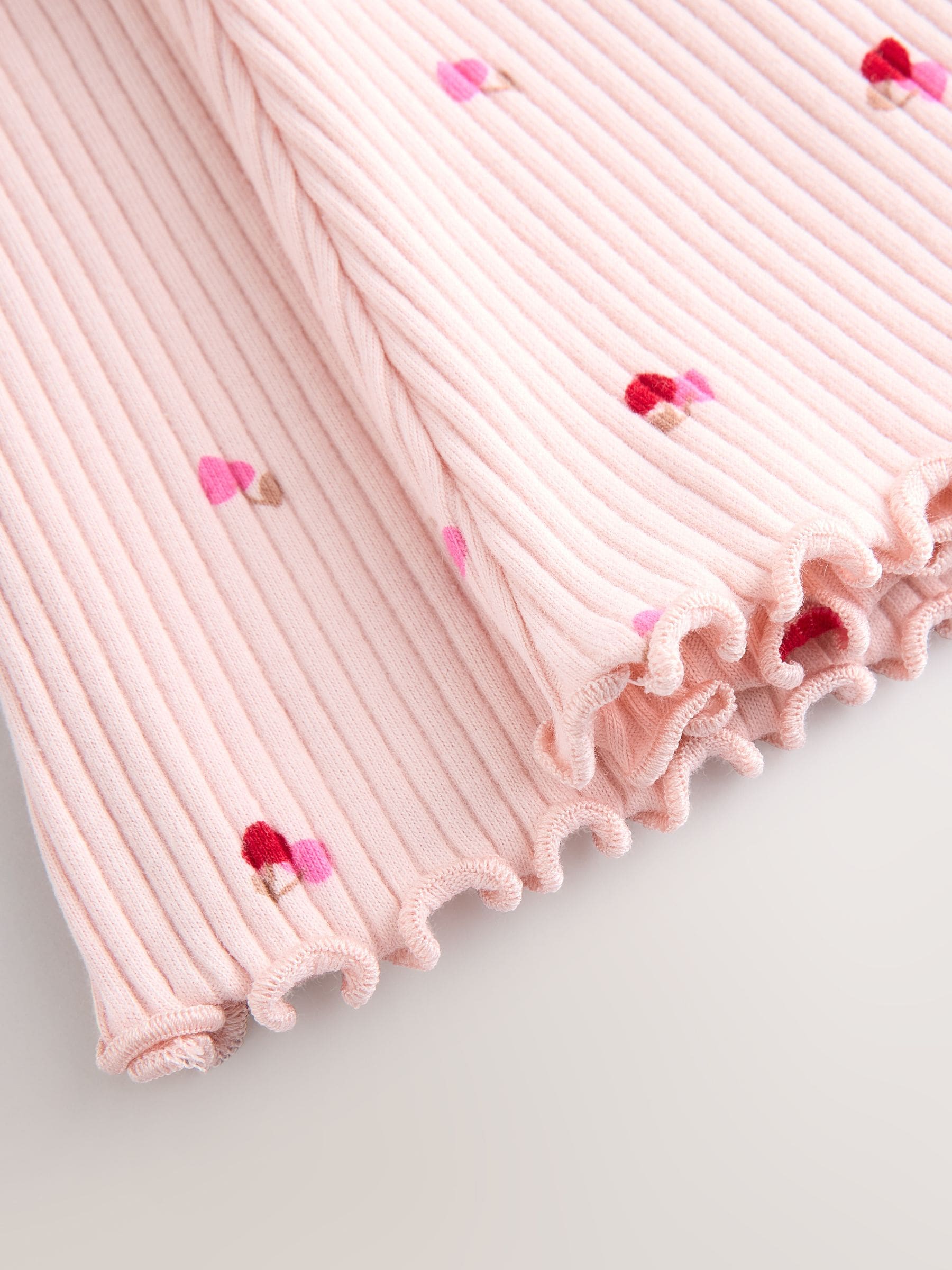 Pink Cherry Hearts Rib Flare Leggings (3mths-7yrs) image 2