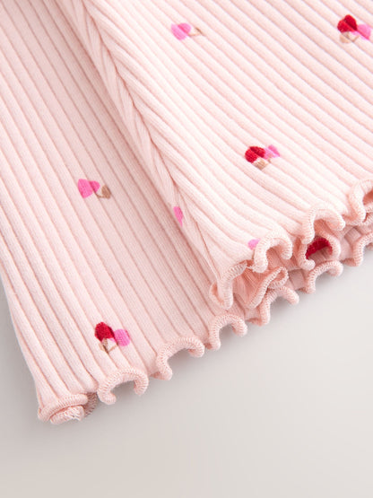 Pink Cherry Hearts Rib Flare Leggings (3mths-7yrs) image 2