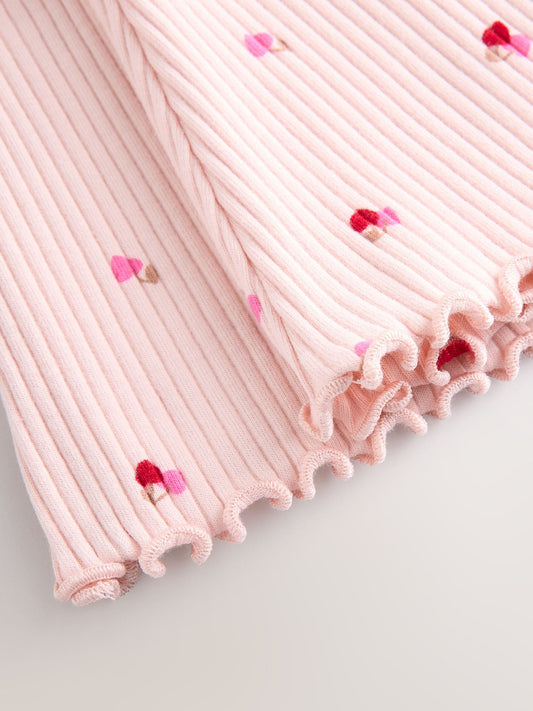 Pink Cherry Hearts Rib Flare Leggings (3mths-7yrs) image 2