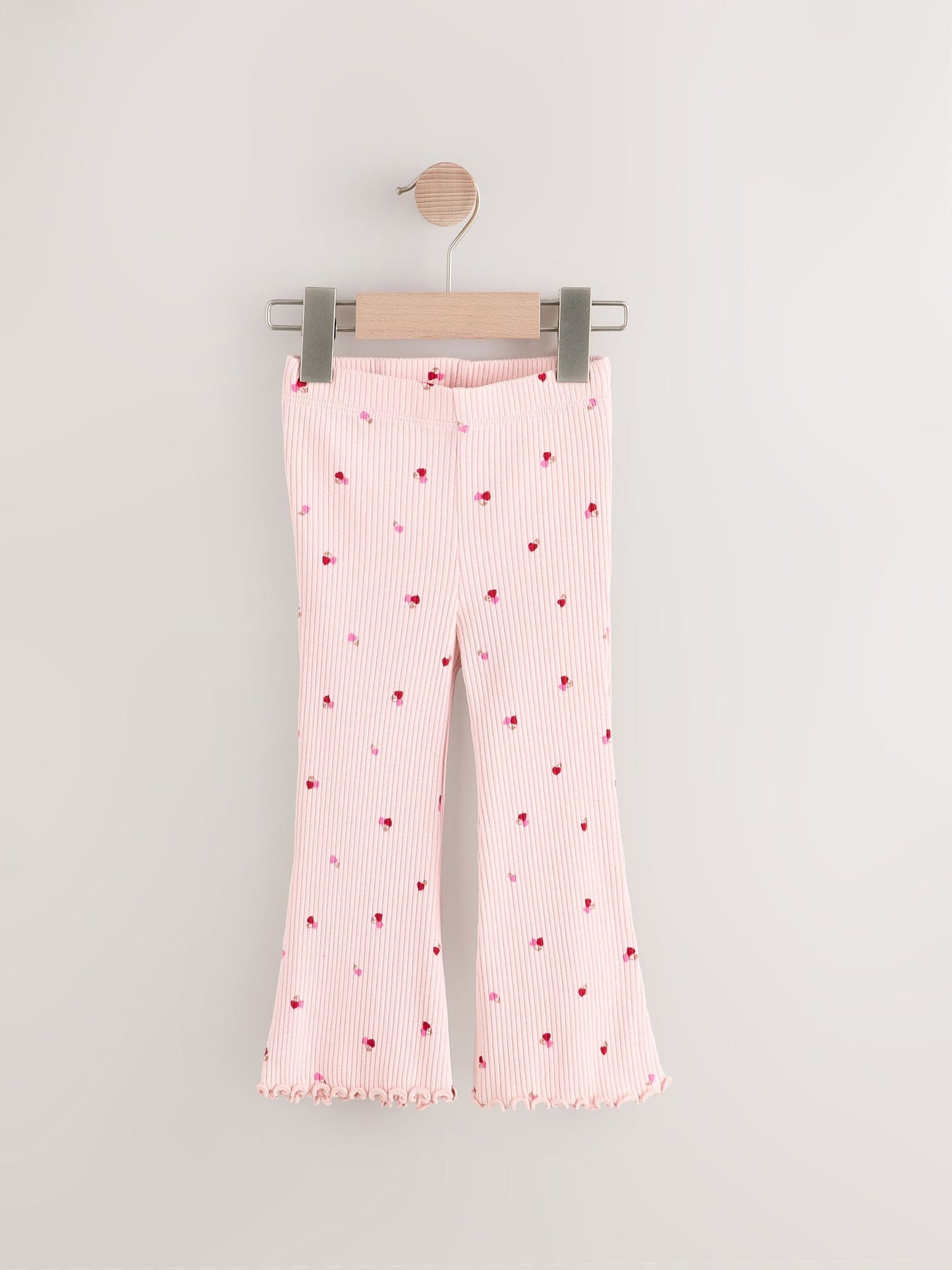 Pink Cherry Hearts Rib Flare Leggings (3mths-7yrs) image 6