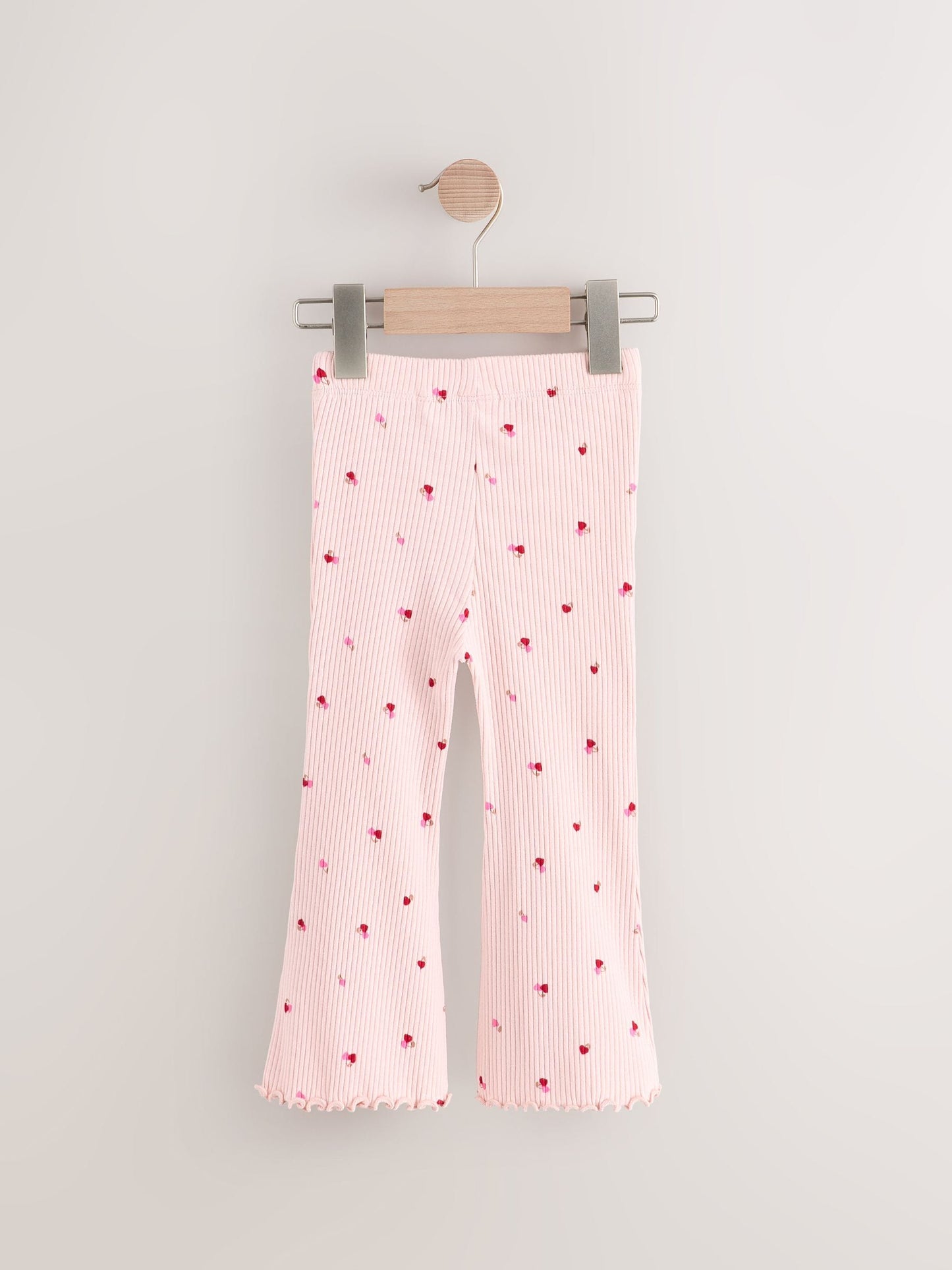 Pink Cherry Hearts Rib Flare Leggings (3mths-7yrs) image 7