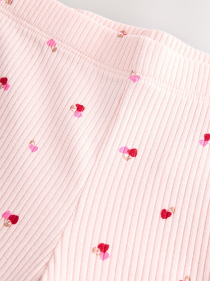 Pink Cherry Hearts Rib Flare Leggings (3mths-7yrs) image 8