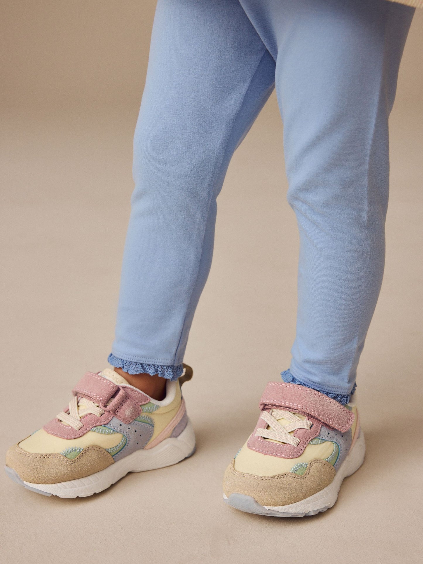 Multi Pastel Standard Fit (F) Elastic Lace Touch Fasten Trainers image 2