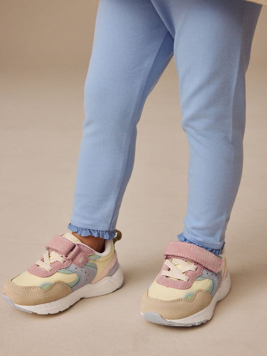 Multi Pastel Standard Fit (F) Elastic Lace Touch Fasten Trainers image 1