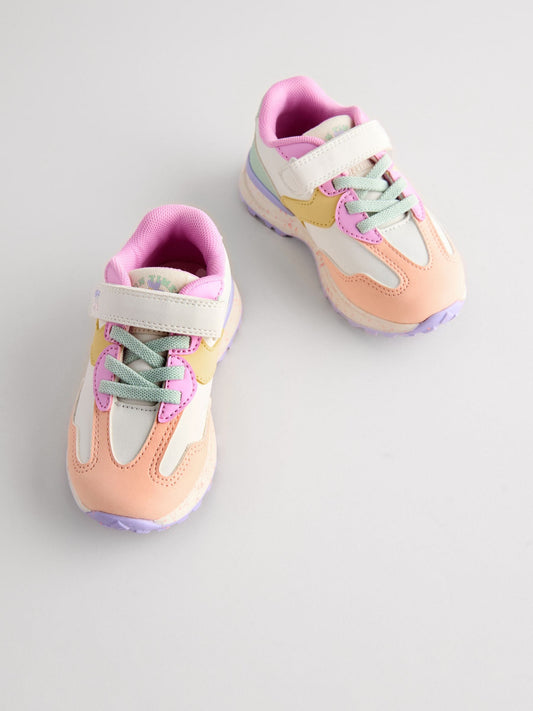 Multi Bright Elastic Lace Touch Fastening Trainers image 1