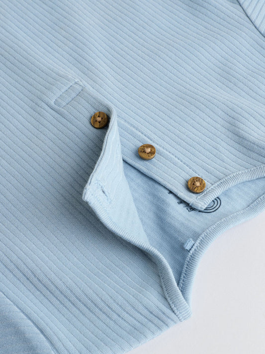 Blue Grandad Button Neck Baby Rompers 4 Pack image 3