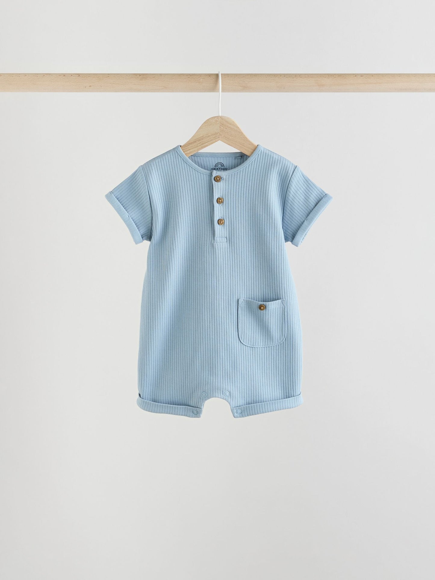 Blue Grandad Button Neck Baby Rompers 4 Pack image 3