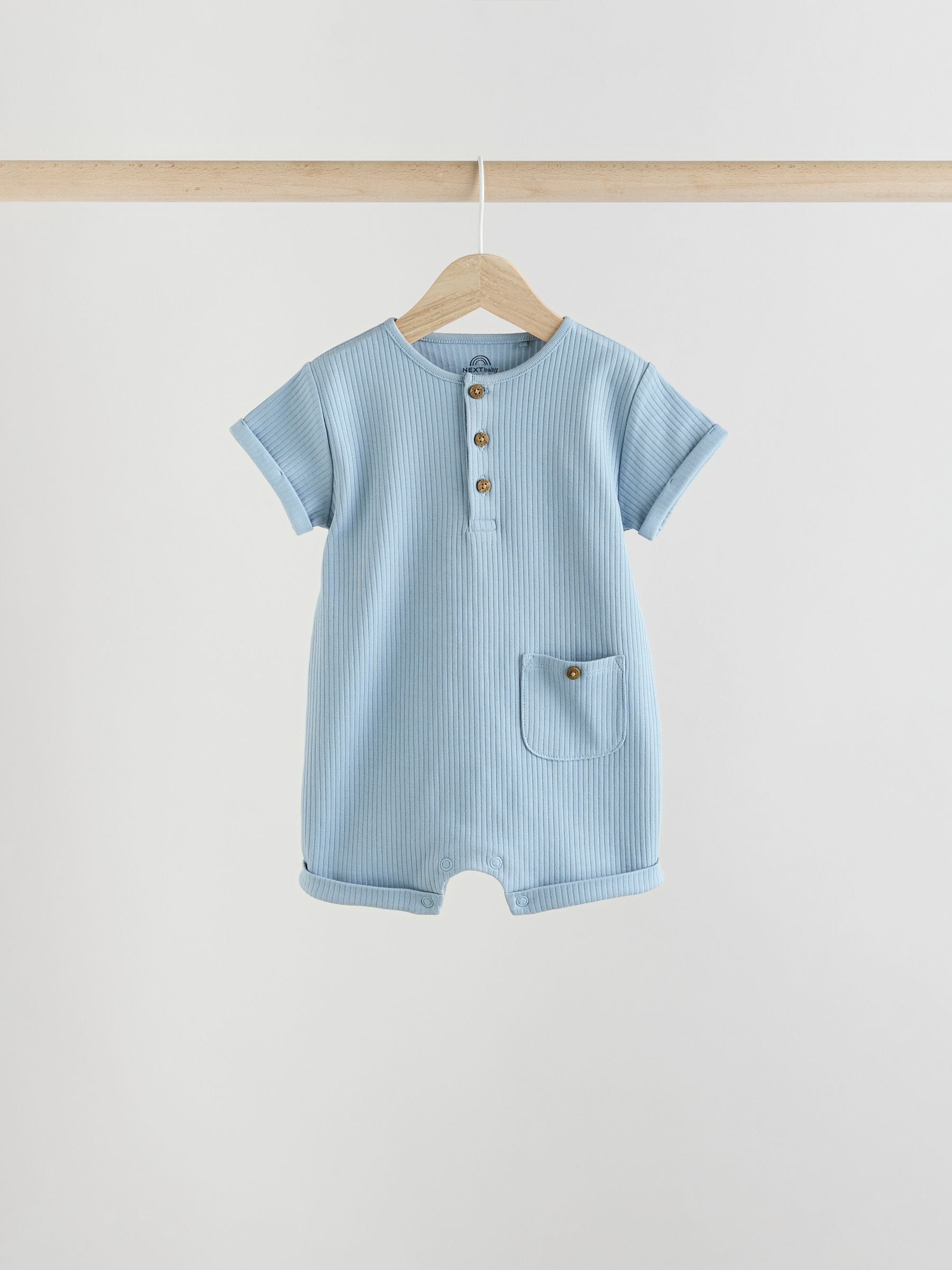 Blue Grandad Button Neck Baby Rompers 4 Pack image 3