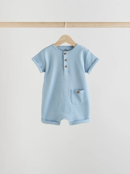 Blue Grandad Button Neck Baby Rompers 4 Pack image 3