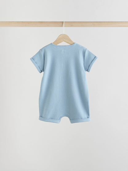 Blue Grandad Button Neck Baby Rompers 4 Pack image 4