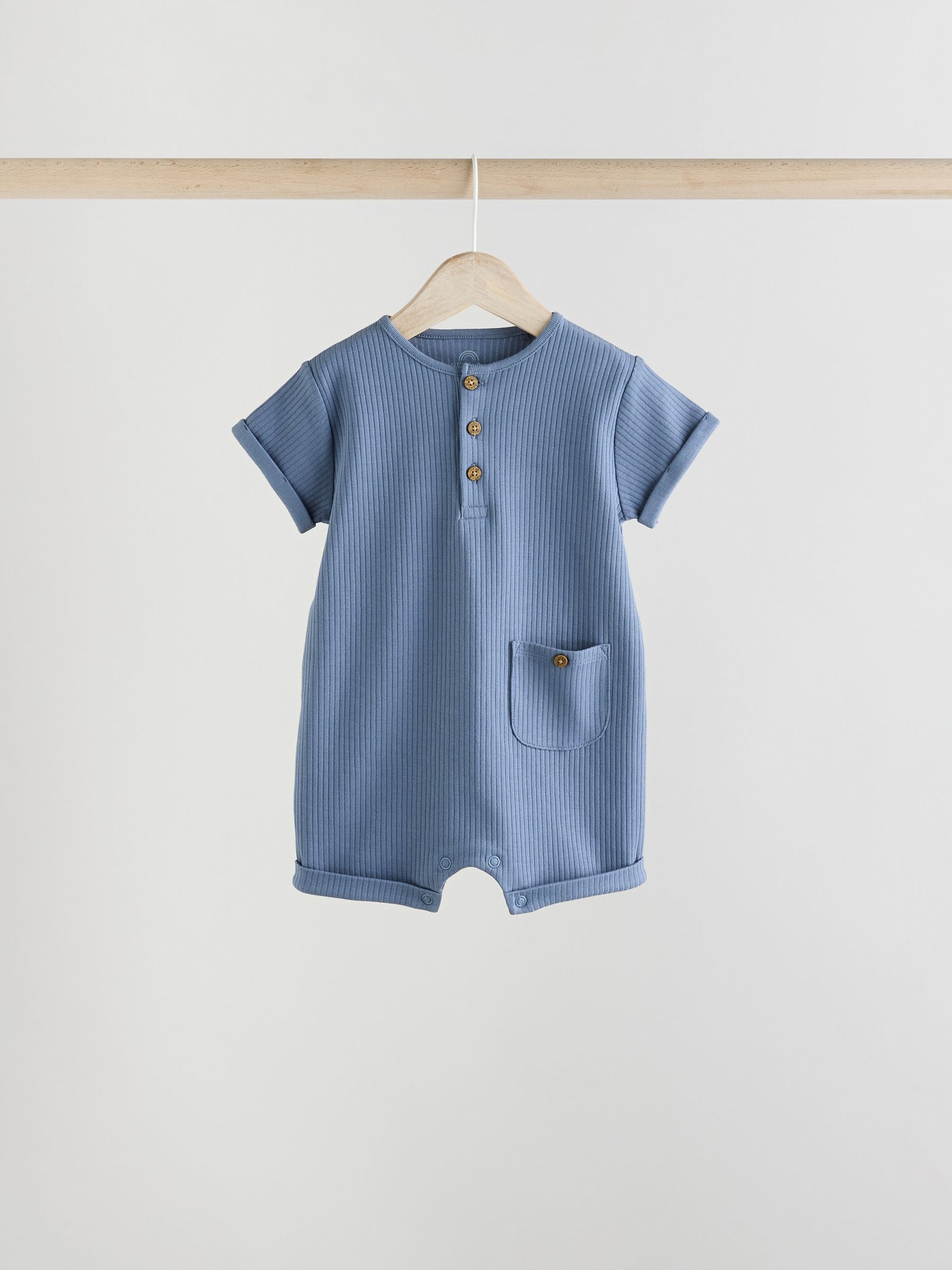 Blue Grandad Button Neck Baby Rompers 4 Pack image 5