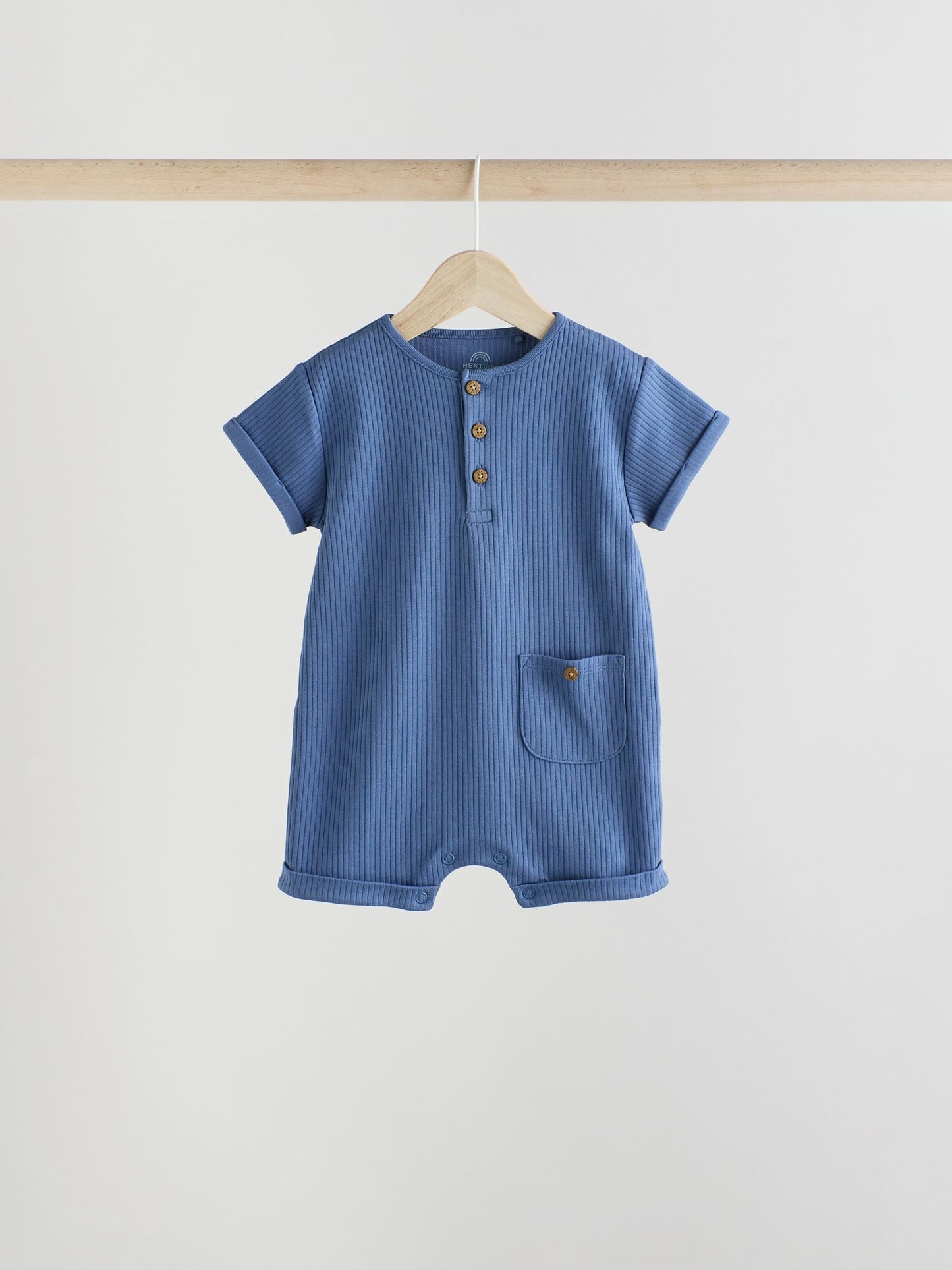 Blue Grandad Button Neck Baby Rompers 4 Pack image 6