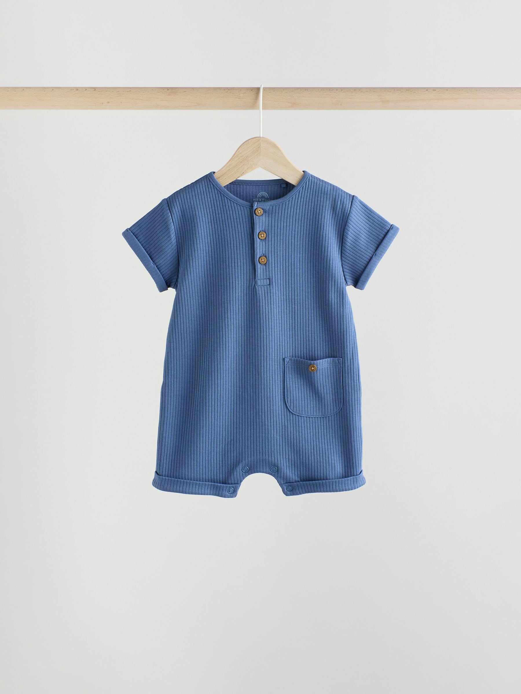 Blue Grandad Button Neck Baby Rompers 4 Pack image 6