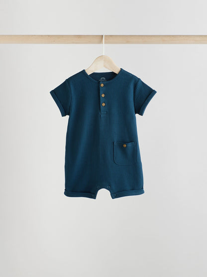 Blue Grandad Button Neck Baby Rompers 4 Pack image 7