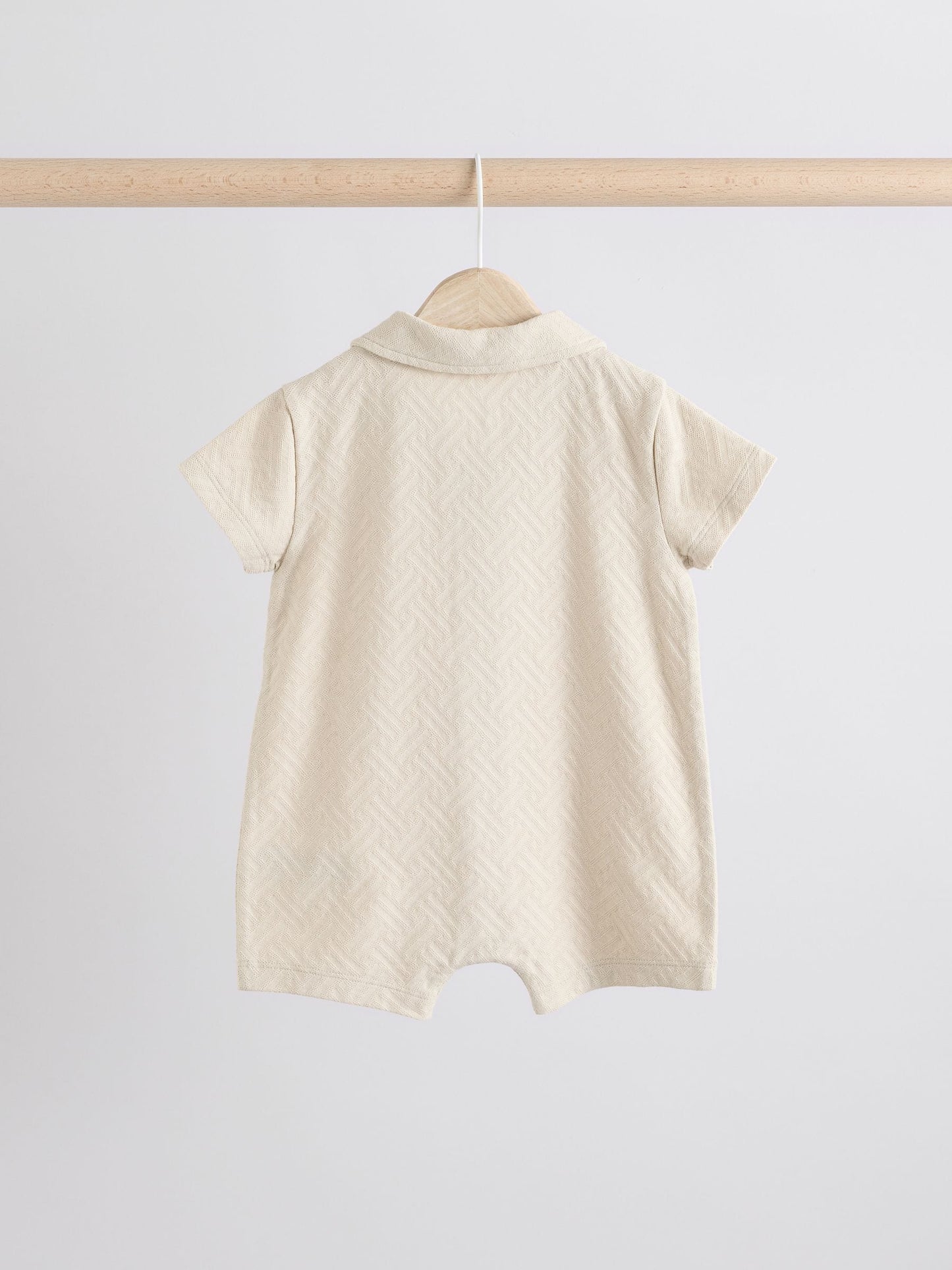 Neutral/Khaki Textured Baby Rompers 2 Pack image 5
