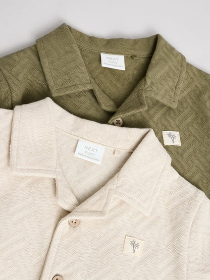 Neutral/Khaki Textured Baby Rompers 2 Pack image 8