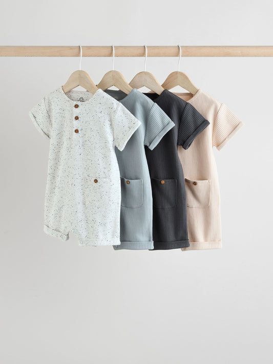 Mono Grandad Button Neck 4 Pack Baby Rompers image 1