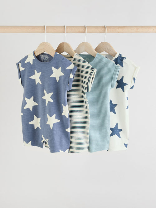 Teal Blue Jersey Baby Rompers 4 Pack image 1