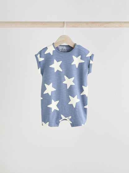 Teal Blue Jersey Baby Rompers 4 Pack image 3