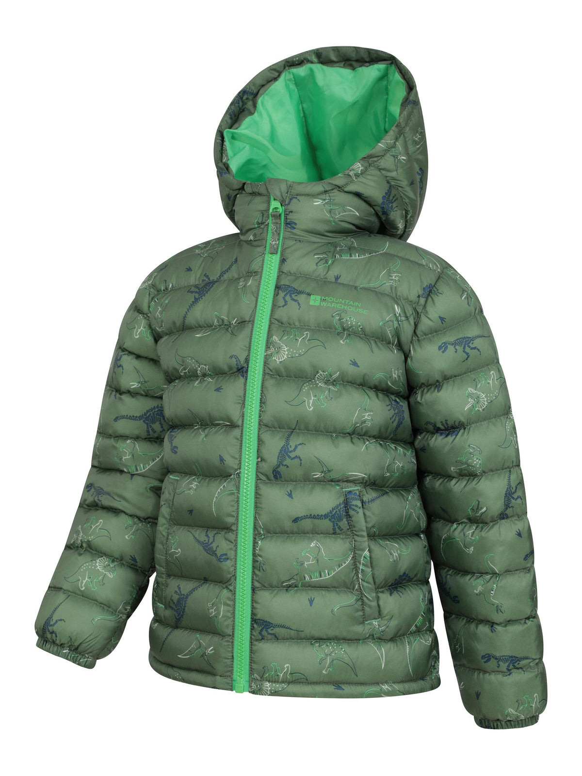 Dsiney Kidz - Mountain Warehouse Dark Green Seasons  Printed Water-Resistant Padded Jacket image 4
