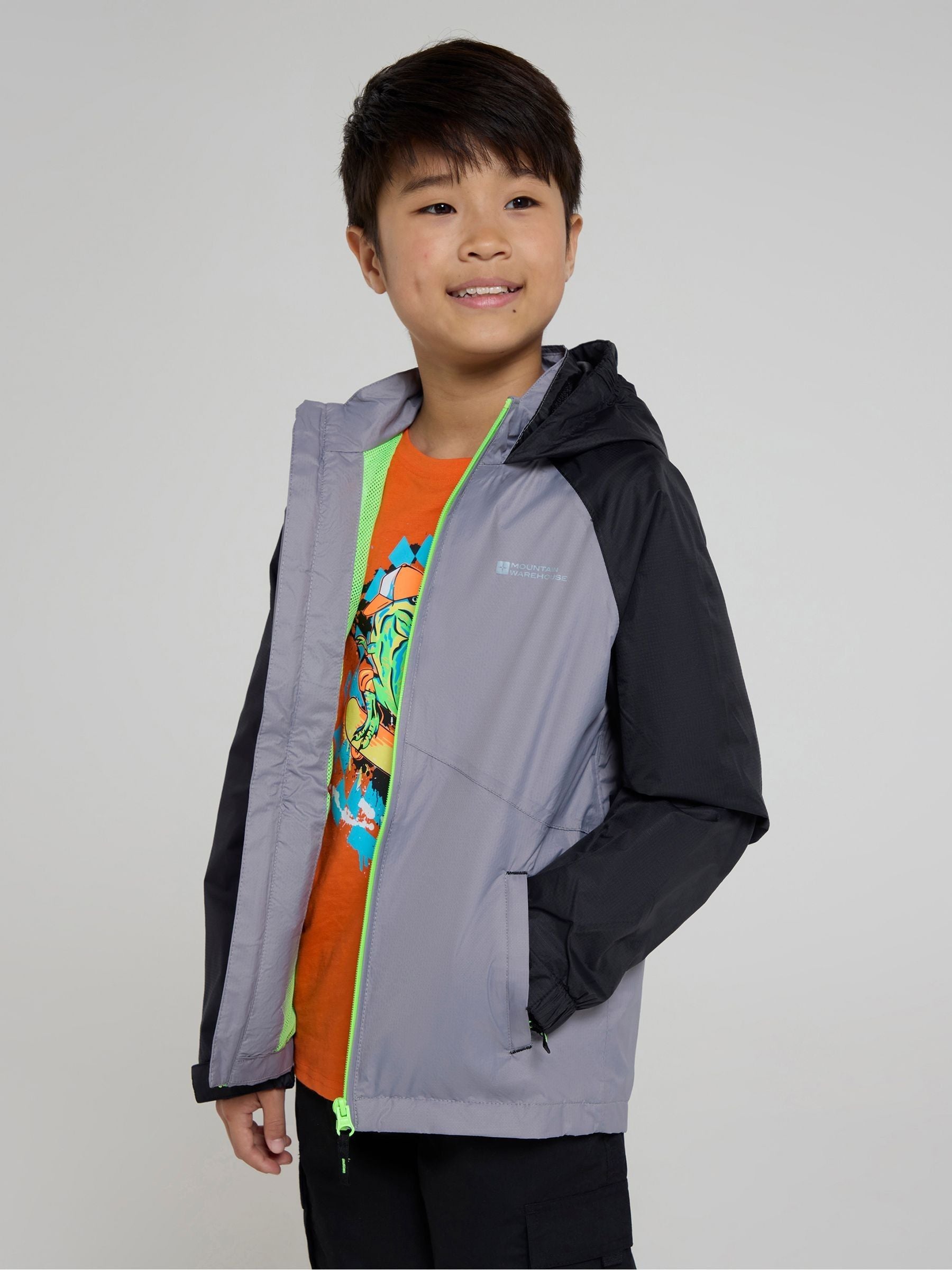 Dsiney Kidz - Mountain Warehouse Grey Torrent II Kids Waterproof Jacket image 4