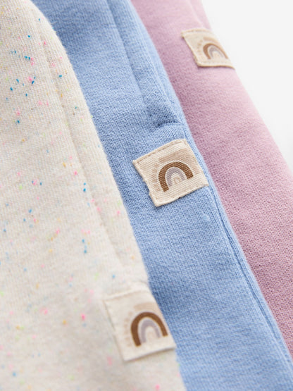 Pink/Blue/Oatmeal Wide Leg Joggers 3 Pack (3mths-7yrs) image 6