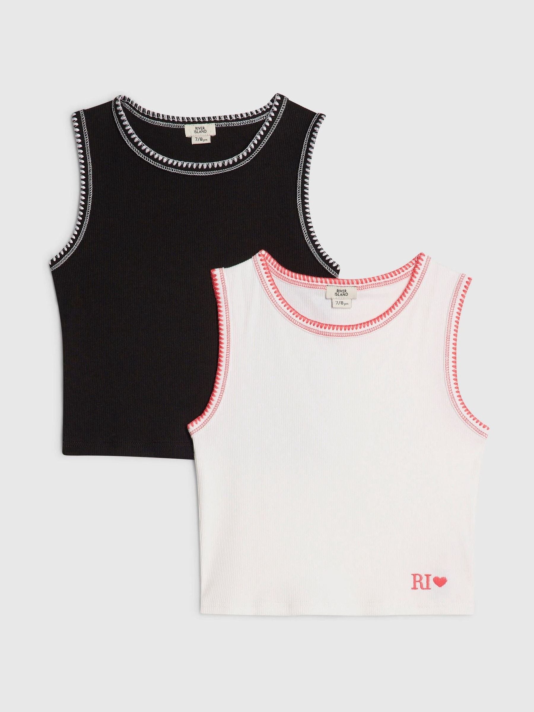 Dsiney Kidz - River Island Black Whipstitch Tank Top 2 Pack image 1