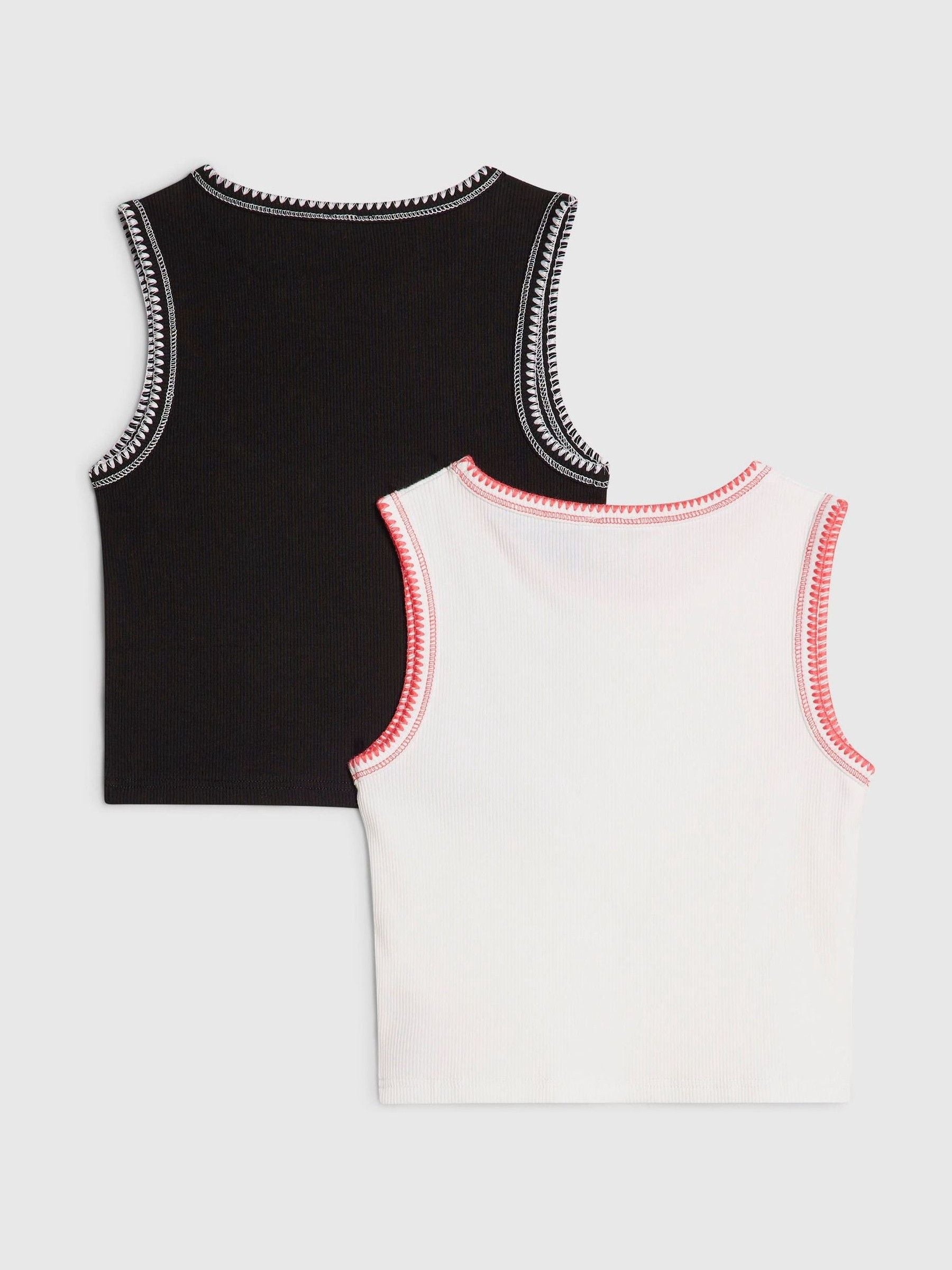 Dsiney Kidz - River Island Black Whipstitch Tank Top 2 Pack image 2