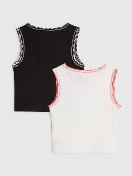 Dsiney Kidz - River Island Black Whipstitch Tank Top 2 Pack image 2