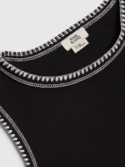 Dsiney Kidz - River Island Black Whipstitch Tank Top 2 Pack image 3